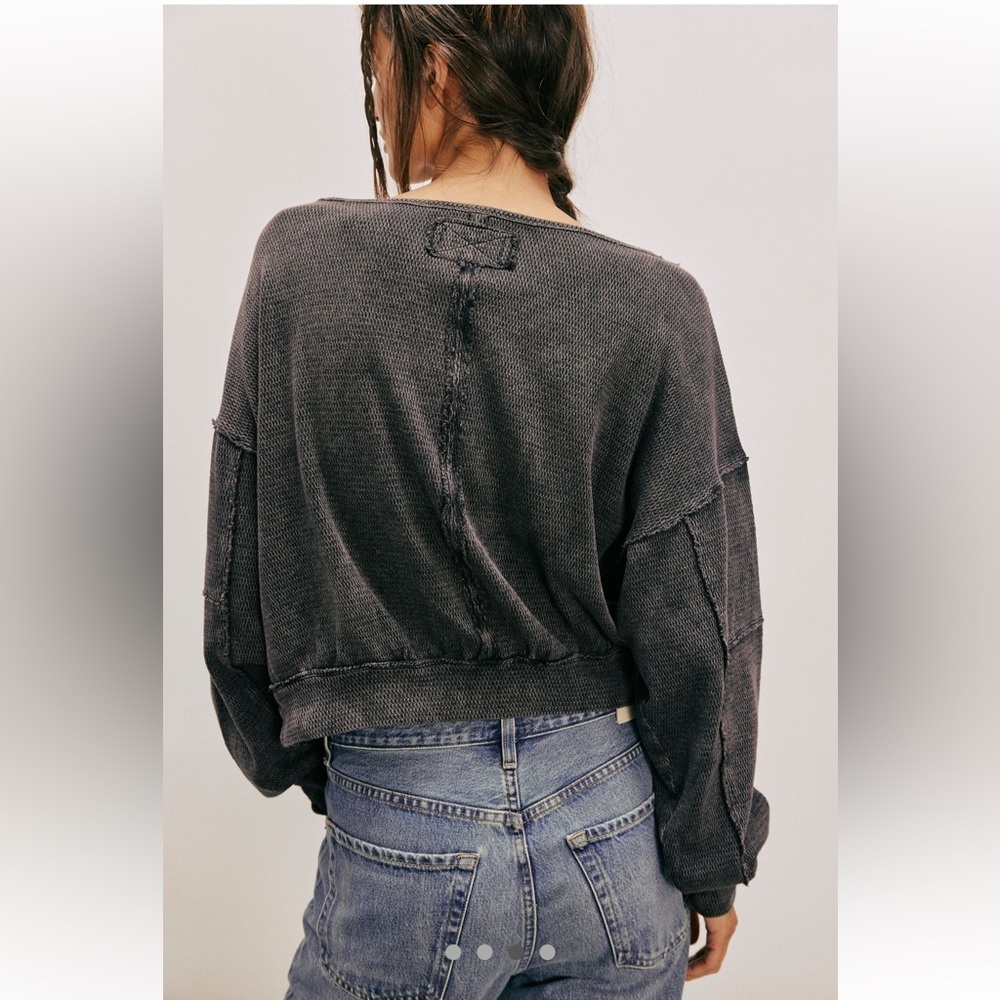 We The Free Ife Pullover Black Relaxed Fit Long Sleeves Womens Size Large - Picture 3 of 13